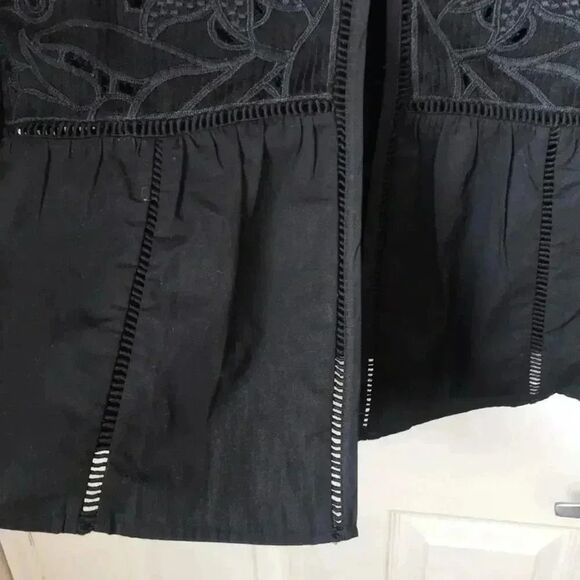 Boho Peasant Shacket Top Lucky Brand Embroidered Black Folk Western Indie Sz S - Picture 11 of 16